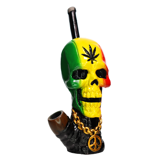 5 in - Marihuana Skull Bamboo Bong