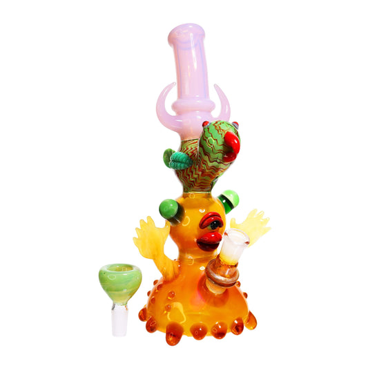 11 in - Monster Eye & Bird Glass Bubbler Fancy