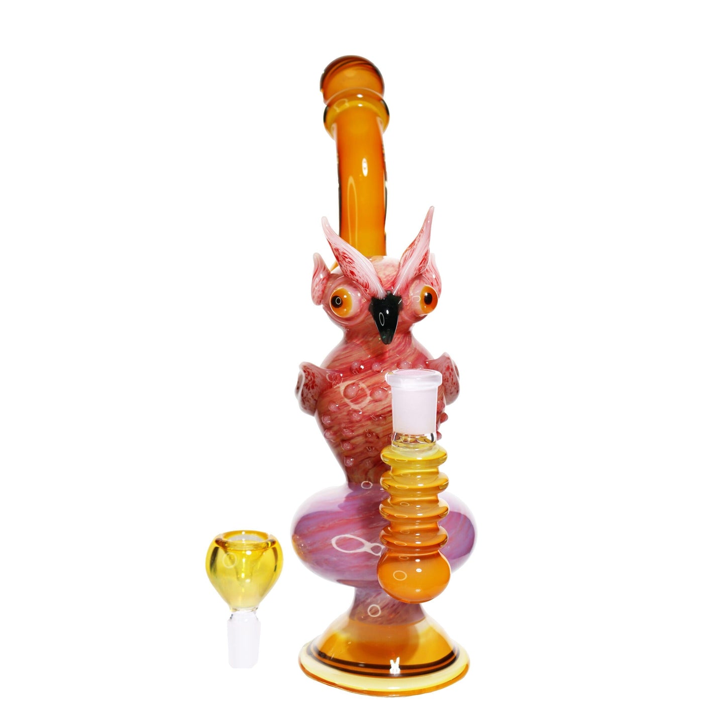 11 in - Fancy Owl Glass Bubbler