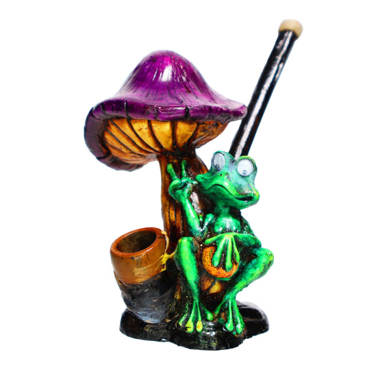 5 in - Mushroom Frog Smoking  Bamboo Bong