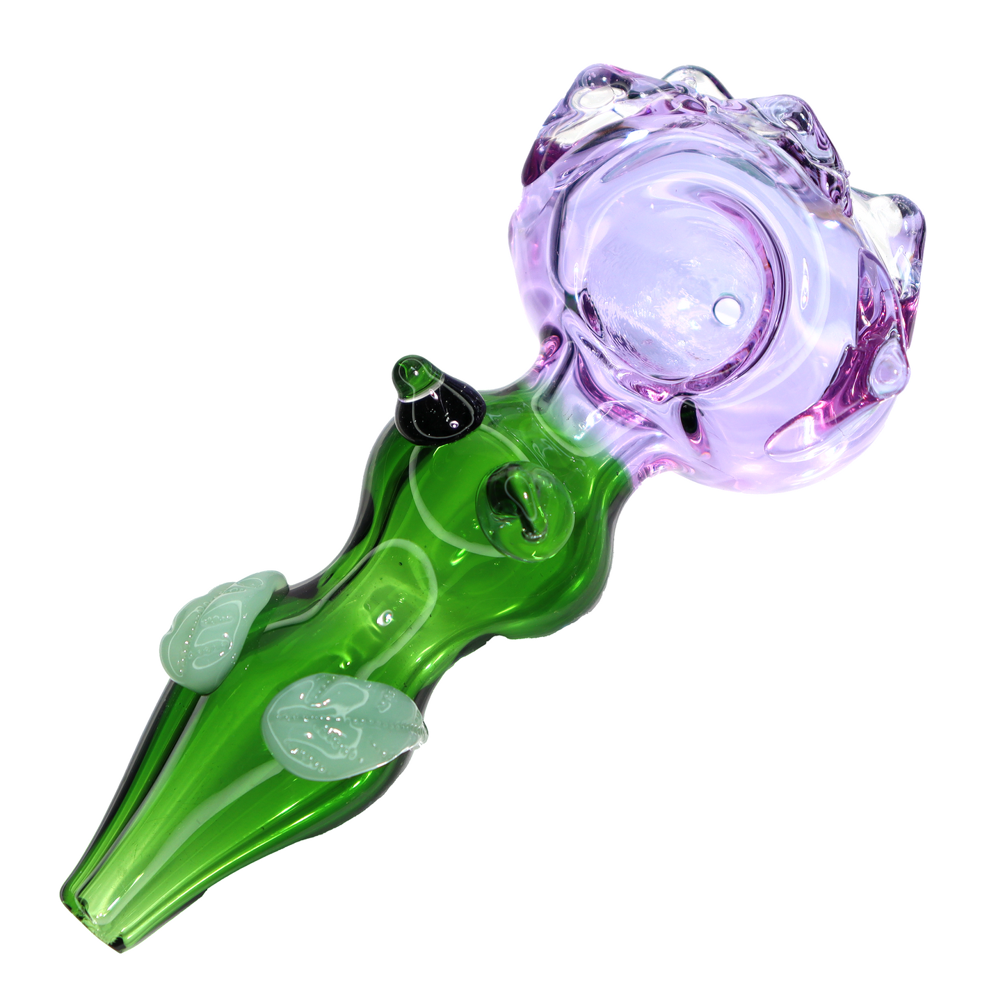 5 in - Fancy Flower Purple Hand Pipe Spoon Glass