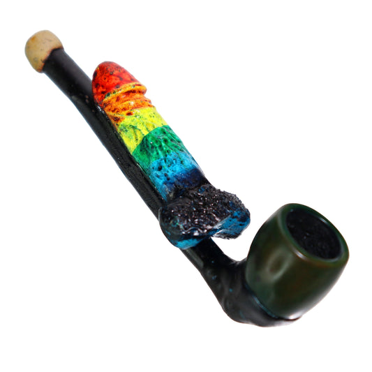 4 in -  Rainbow Penis Bamboo Hand Pipe