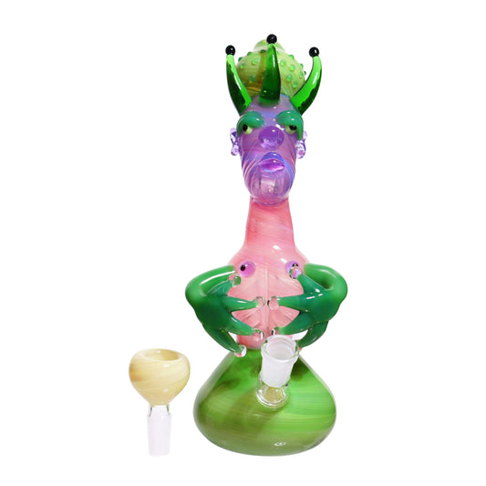 10 in - Pinky Monster Glass Bubbler Fancy