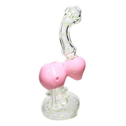 8 in - Clear Polka Dots Color Glass Bubbler