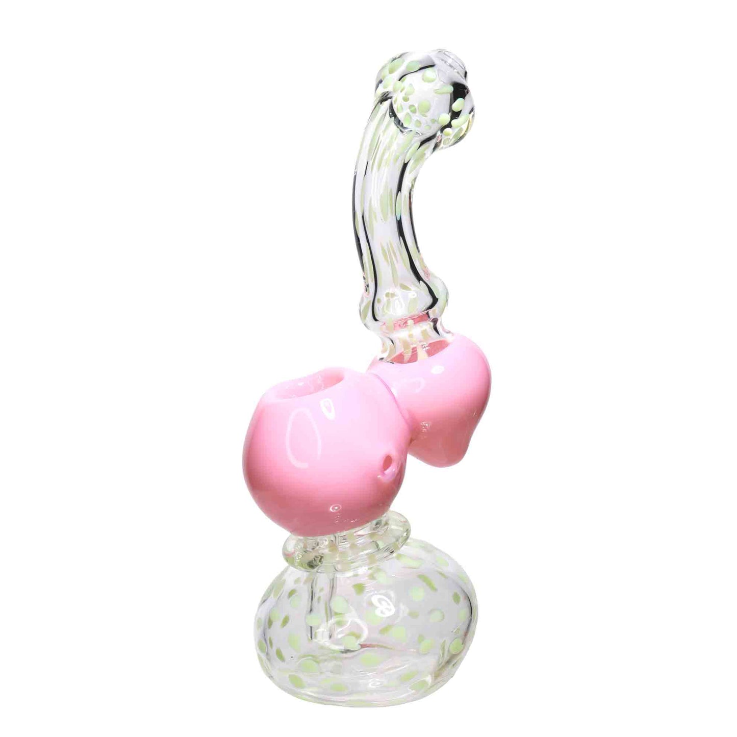 8 in - Clear Polka Dots Color Glass Bubbler