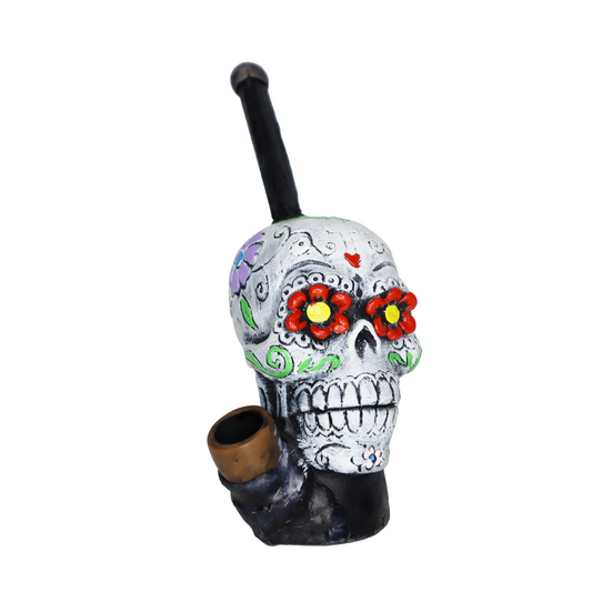 6 in - White Skull Handmade Bong