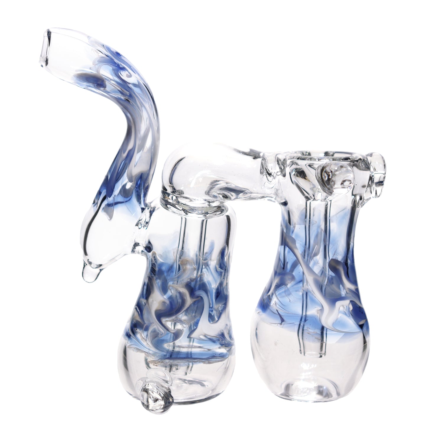 8 in - USA Made 2 Chamber Bubbler Heavy Glass