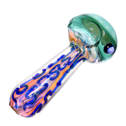 5 in - Fancy Honeycomb Swirl Pink Body Glass Hand Pipe