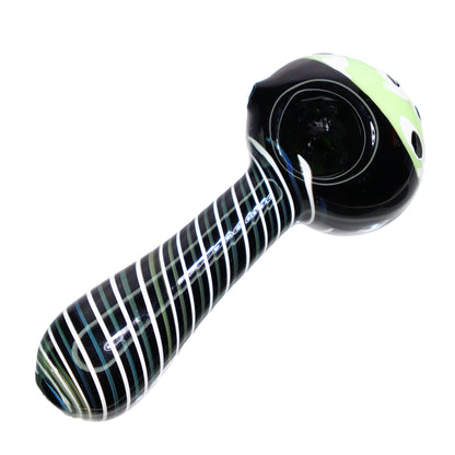 5 in Black Swirl Multicolor Head Polka Dots Hand Pipe Spoon