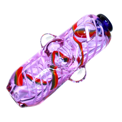 4 in - Pink and Purple Rasta Cylinder Hand Pipe Spoon