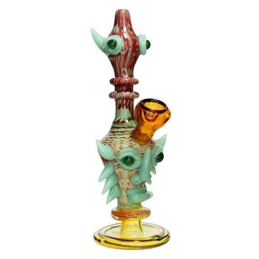 10 in - Double Monster Head Fancy Glass Bubbler