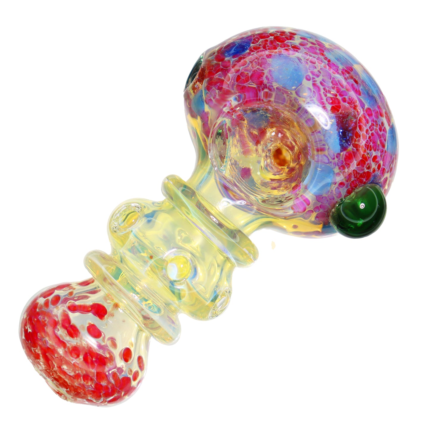 4 in - Fumed Dichroic Colors Double Ring Hand Pipe Spoon