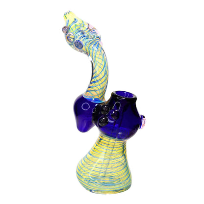 9 in - Twisted Clear Body Blue Handle Glass Bubbler