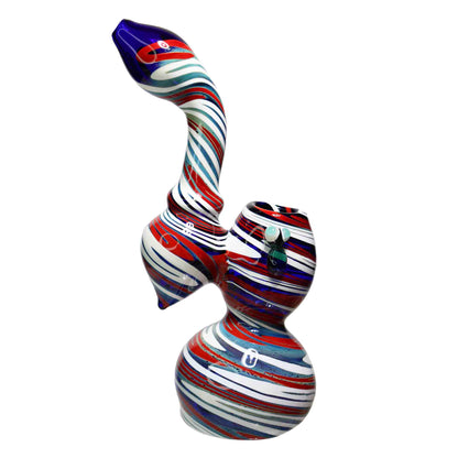 9 in - Tadpole Twisted Blue Multicolor Glass Bubbler