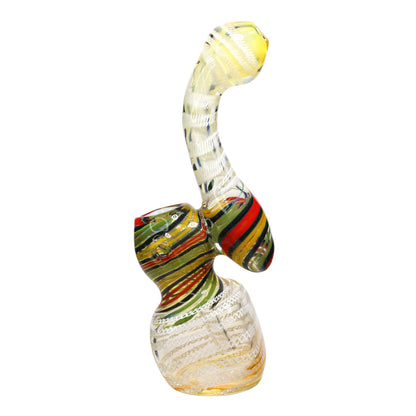 8 in - White Tail Streaky Streaky Center Glass Bubbler