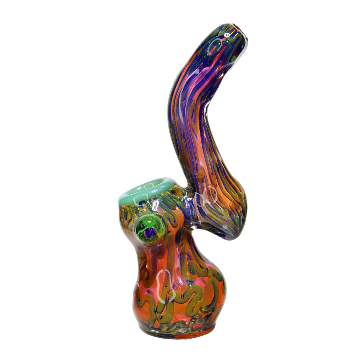 7 in - Swirl Lines Multicolor Glass Bubbler