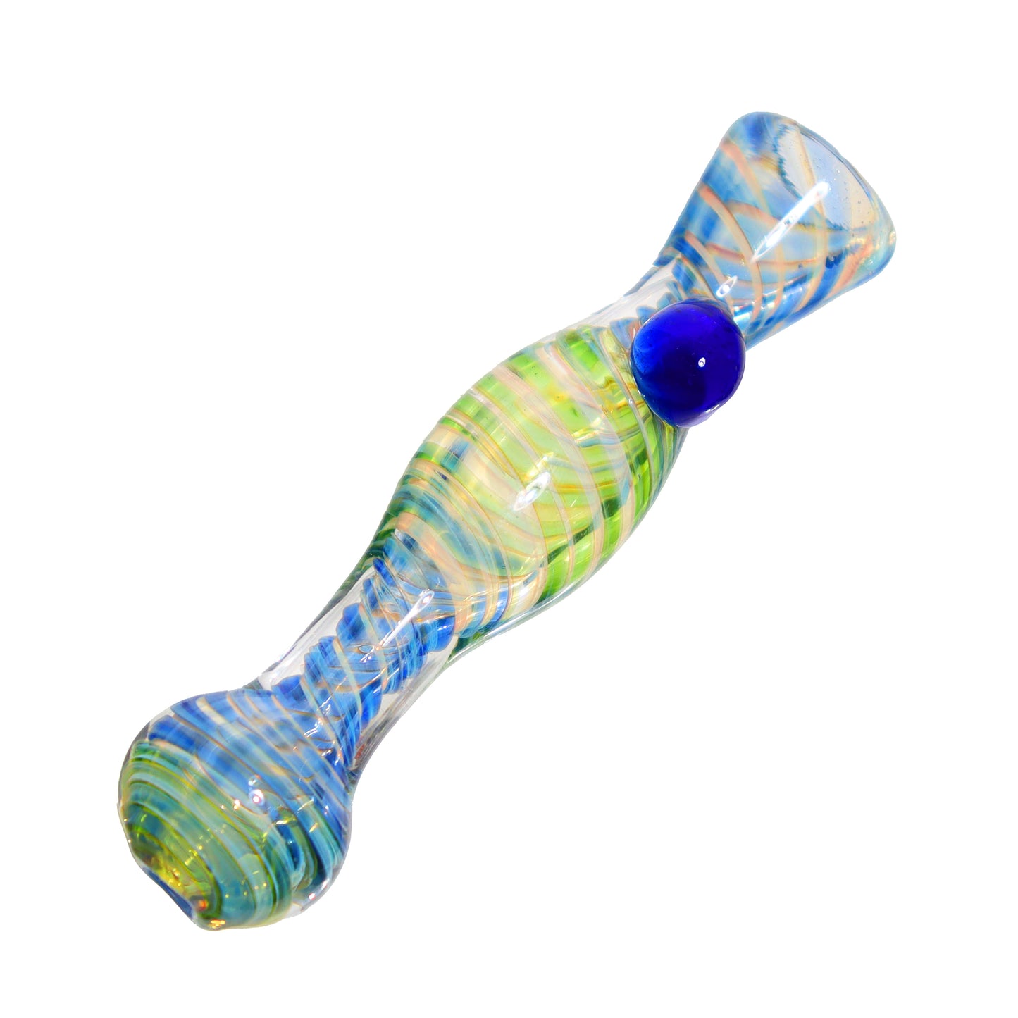 Curvy Swirl Colored Glass Chillum