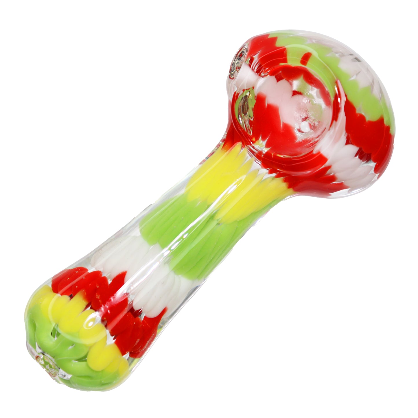 5 in - Fancy Rasta Mix Colors Glass Hand Pipe Spoon