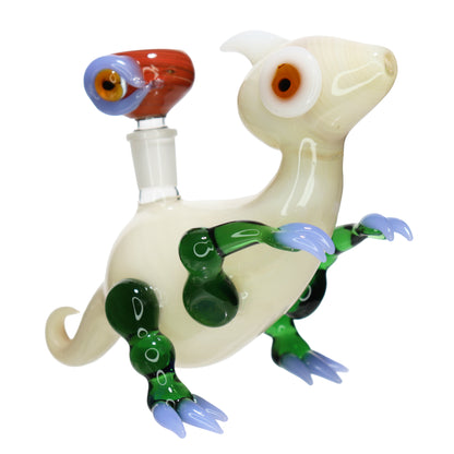 8 in - Fancy Velociraptor Glass Bubbler Dinosaur