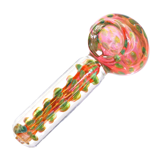 5 in - Snake Dots Clear Body Fancy Hand Pipe Spoon