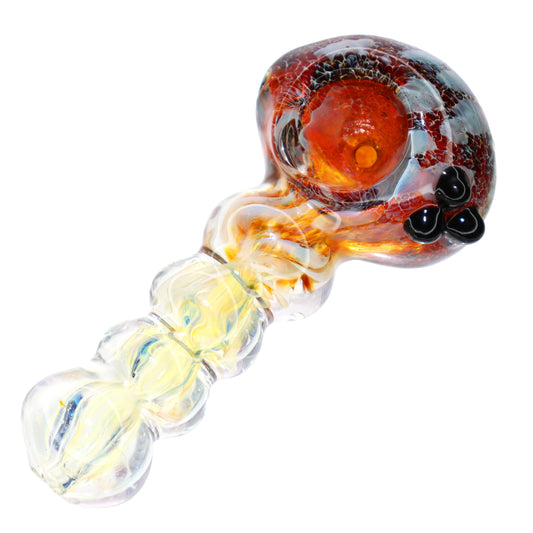 5 in - Balls Handle Multicolor Head Fumed Glass Hand Pipe Spoon