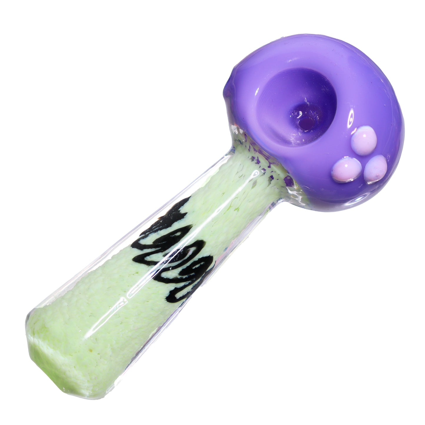 5 in - Fancy Slime Colors Doted Black Sign Hand Pipe Spoon