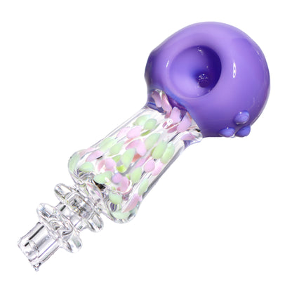 5 in - Clear Handle Polka Dots Slime Head Hand Pipe Spoon