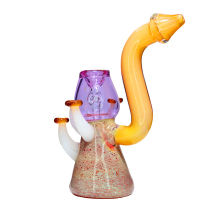 9 in - Fancy Glass Bubbler Fungi Multicolor