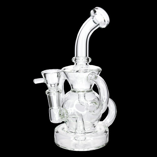 8 in - Clear Fancy Recycler Glass Bong Multivalves