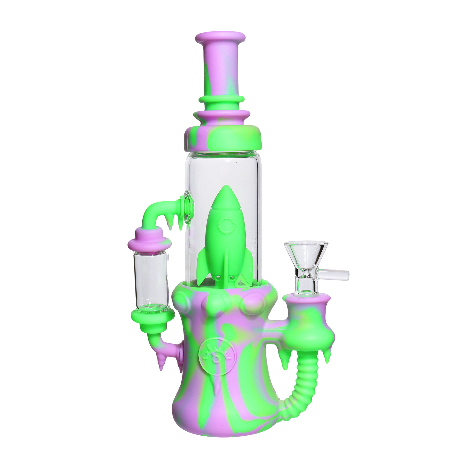 9 in - Silicone/Glass Rocket Multicolor Bong