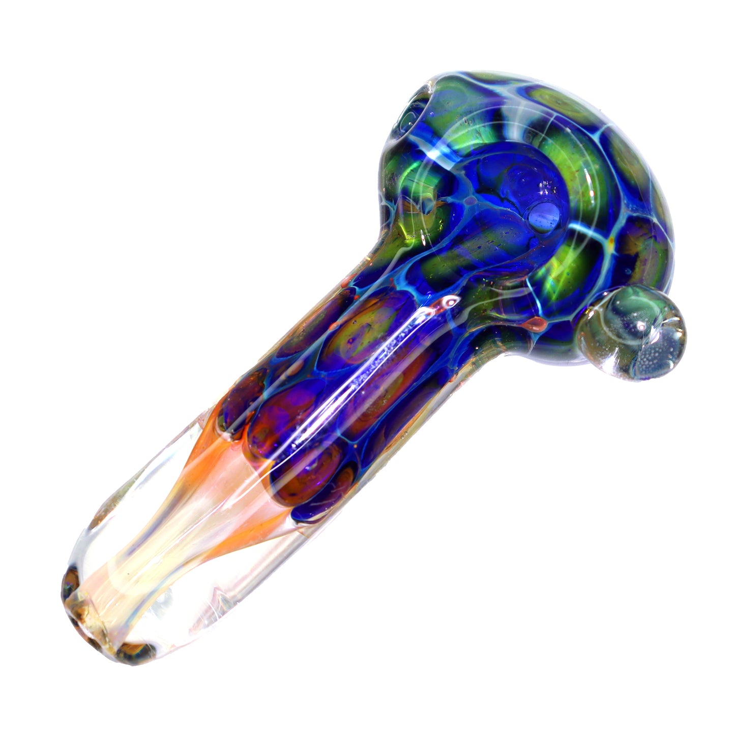 4 in - Snake Head Blue Clear Handle Fancy Hand Pipe Spoon