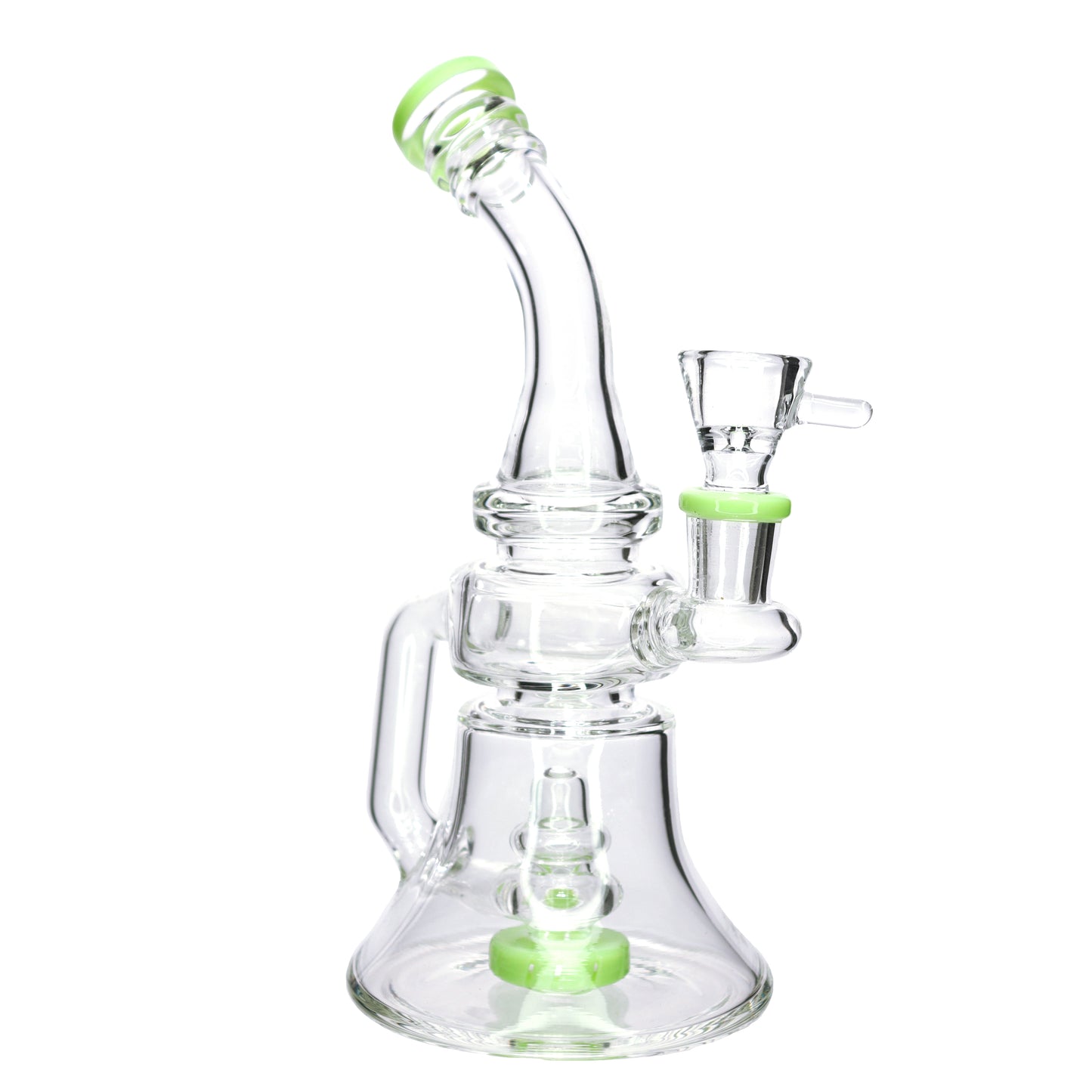 7 in - Clear Slime Perc Recycler Glass Bong