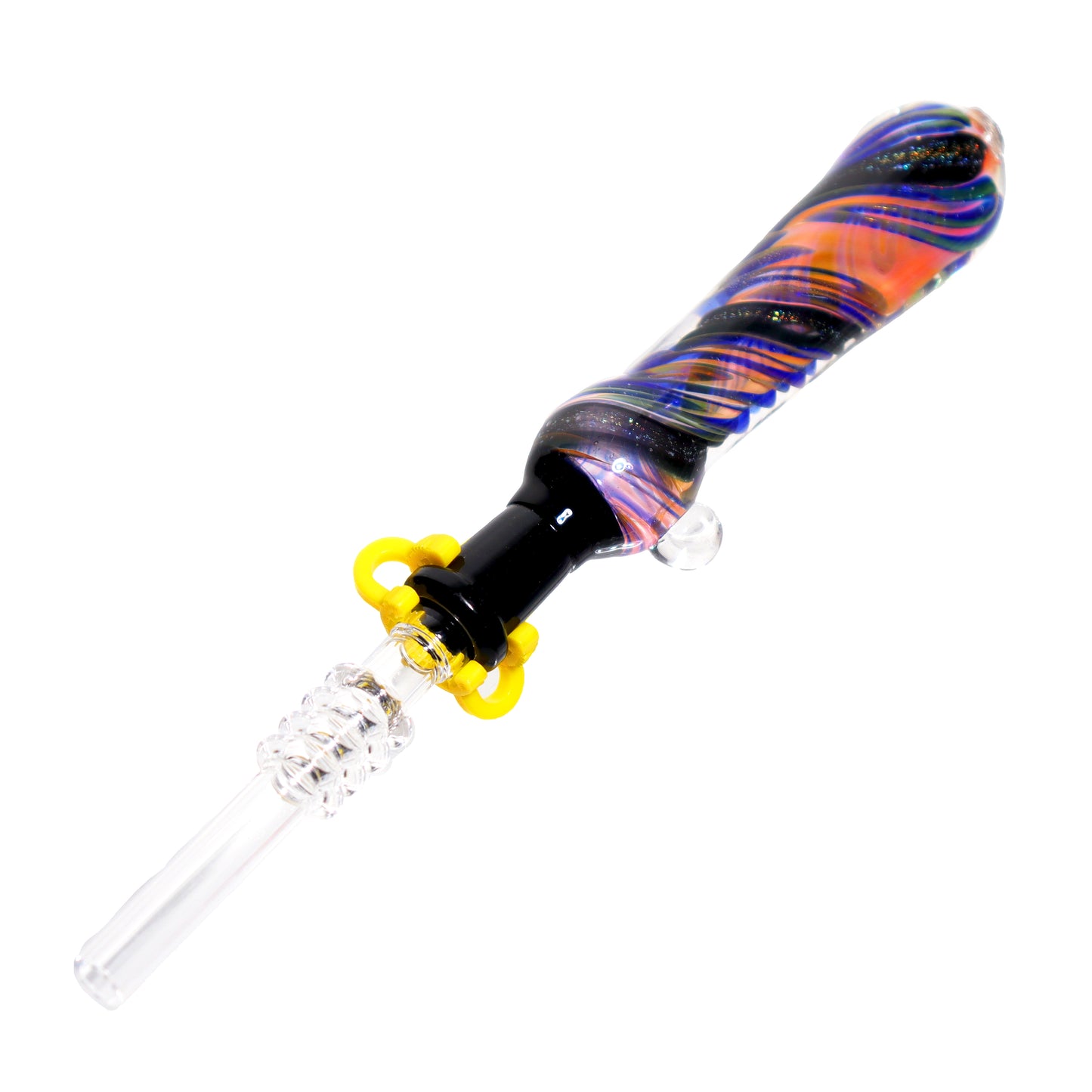 Classic Streaky Multicolor Curvy Glass Nectar Collector