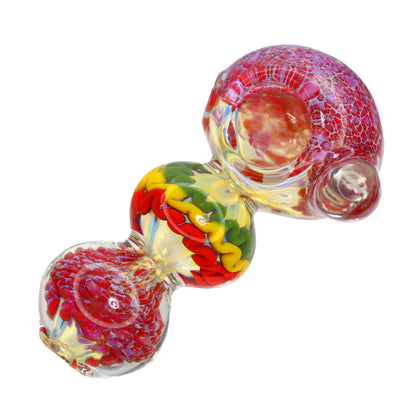 4 in - Triple Ball Rasta Style Multicolot Hand Pipe Spoon