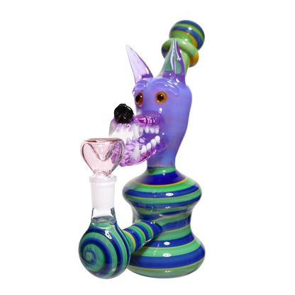 9 in - Fancy Wolf Bubbler Glass Pipe