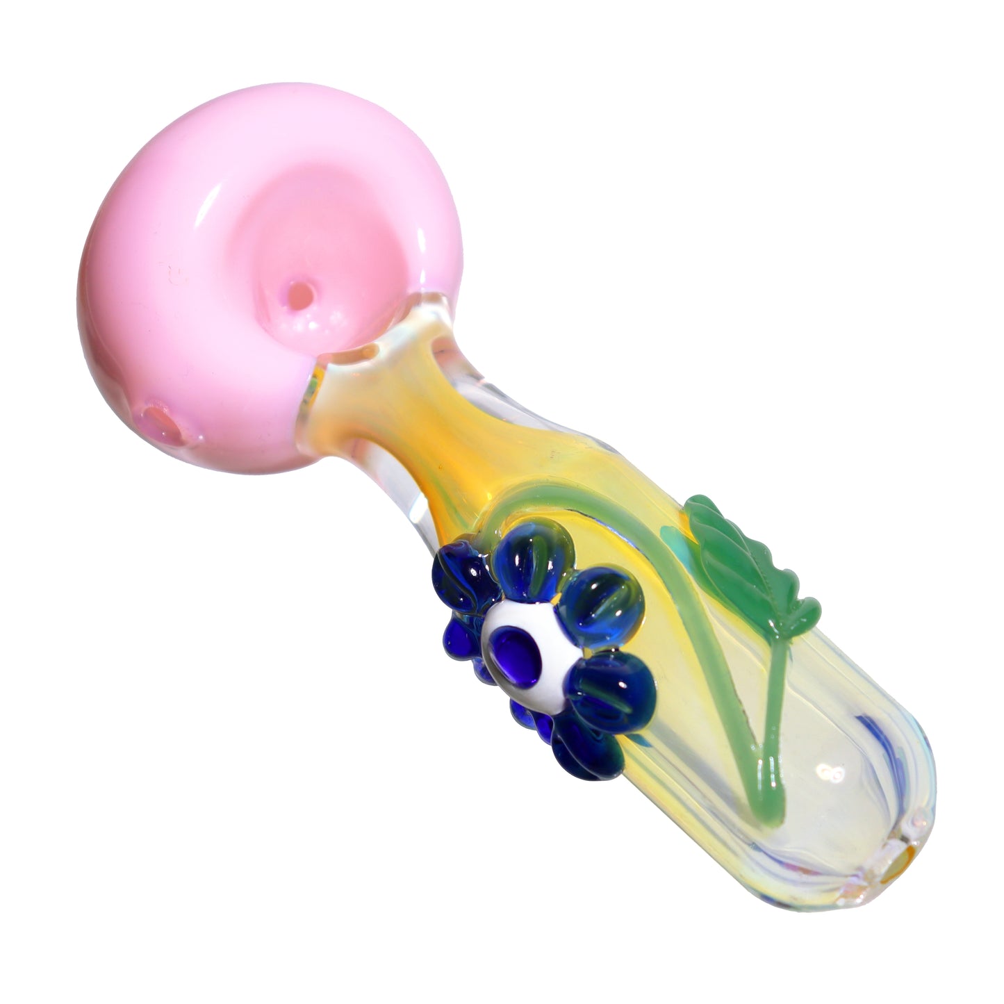 6 in - Sweet Flower Colored Head Hand Pipe Spoon