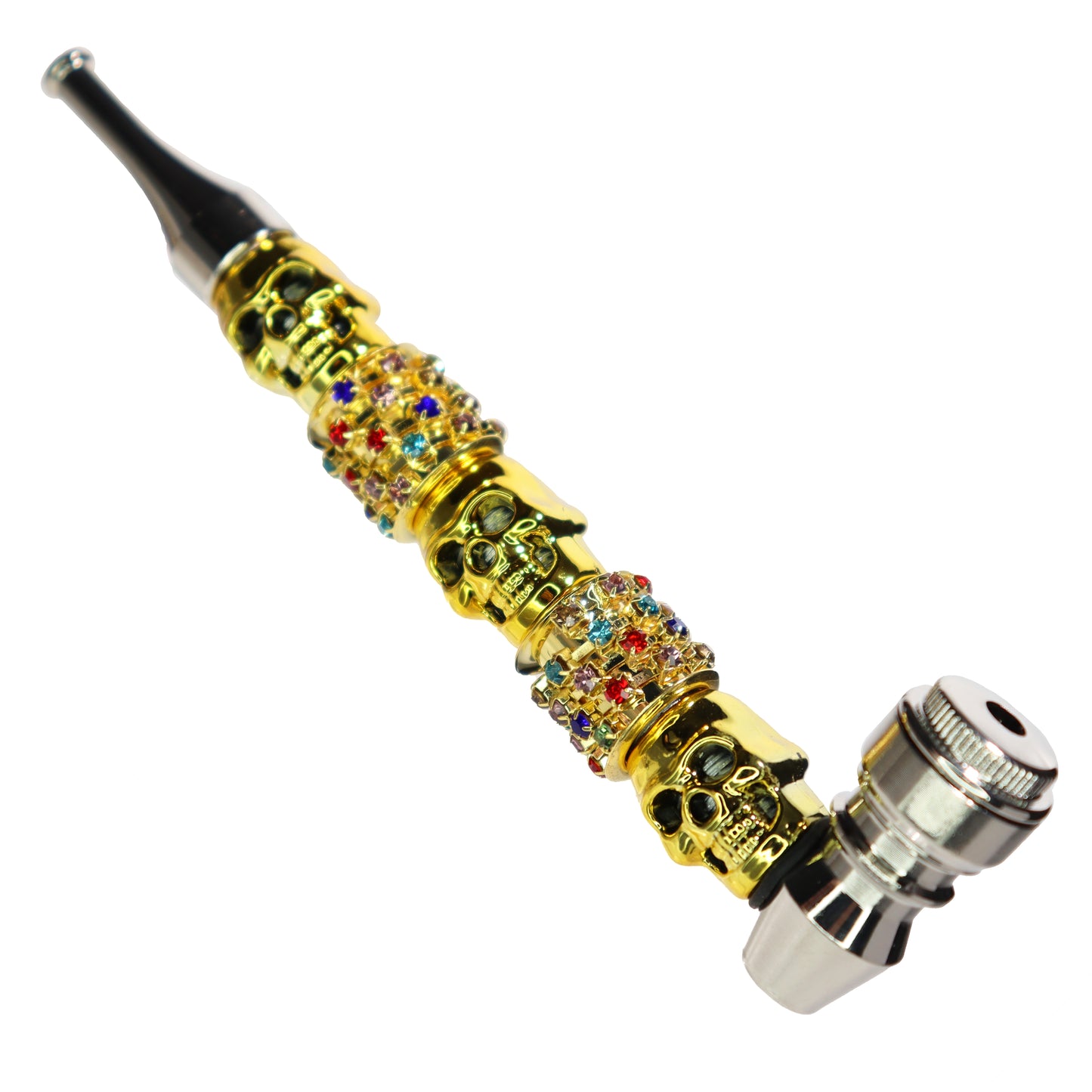 6 in - Fancy Skull Diamond Metal Pipe