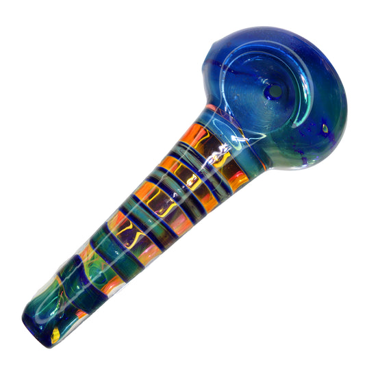 6 in - Fancy Handle Streaky Pink/Blue Hand Pipe Spoon