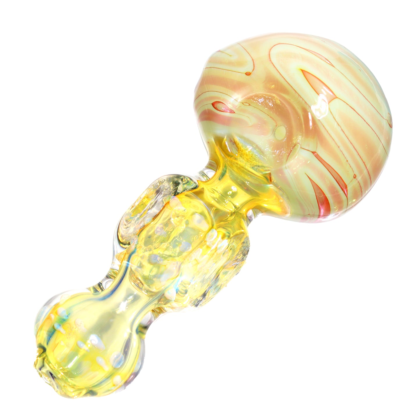 5 in - Fancy Polka Dots Handle Multicolor Milky Head Hand Pipe Spoon