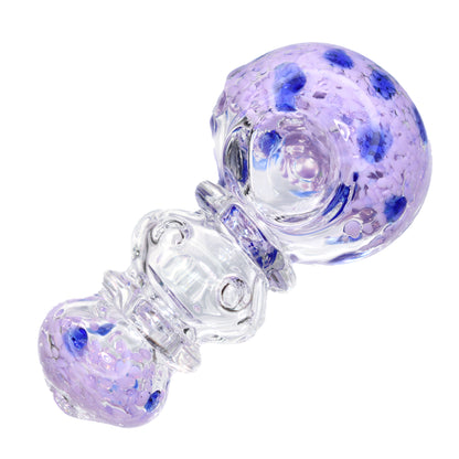 5 in - Triple Ring Clear Multicolor Doted Head Hand Pipe Spoon