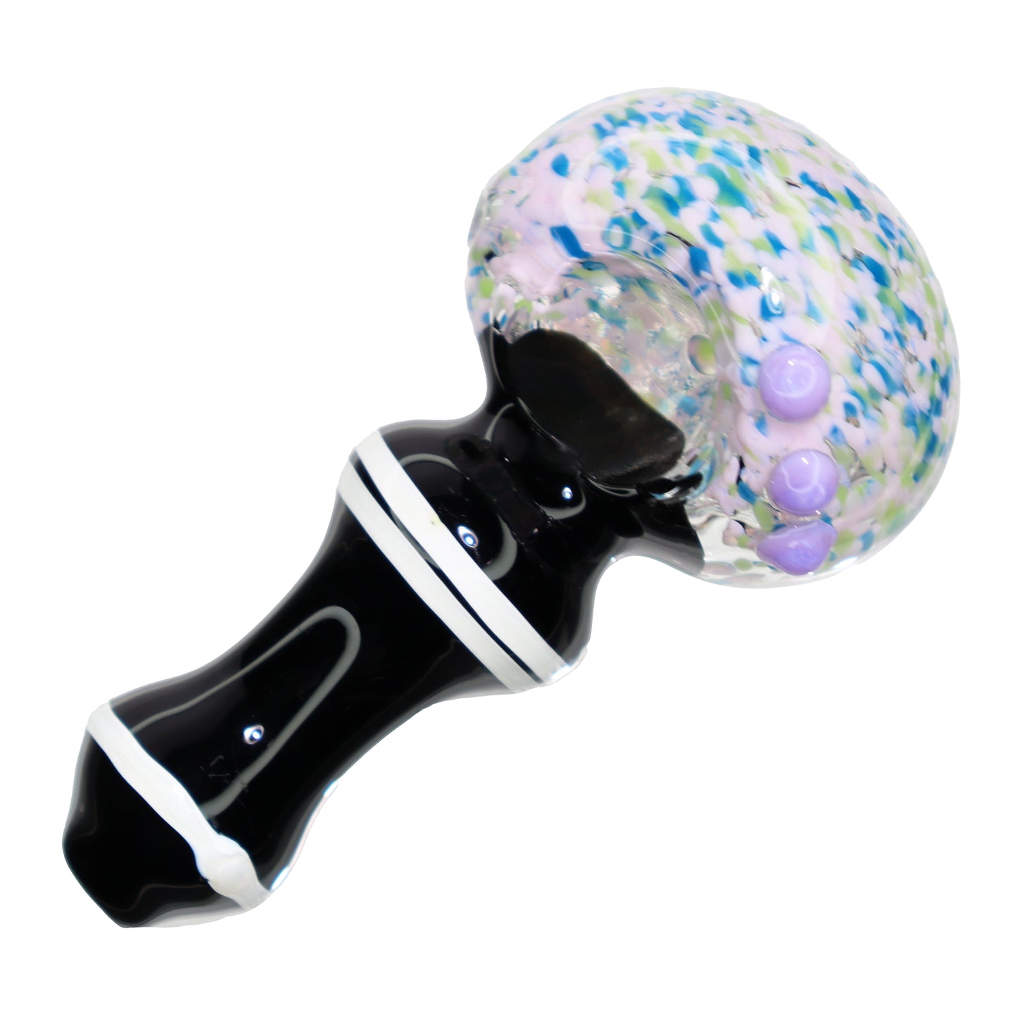 4 in - Confetti Head Implosion Glass Hand Pipe Spoon