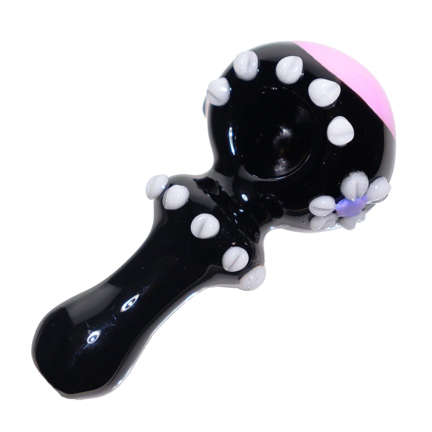 5 in - Fancy Black Polka Dots Colored Head Spoon Hand Pipe