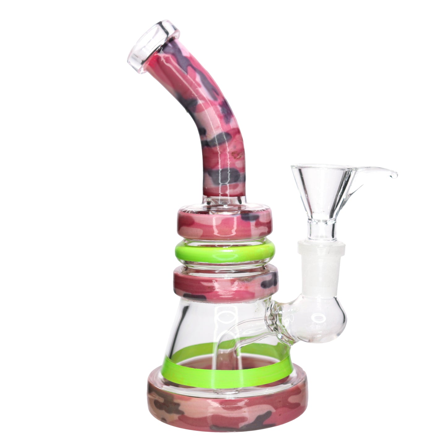 7 in - Pinky Glass Triple Ring Bong