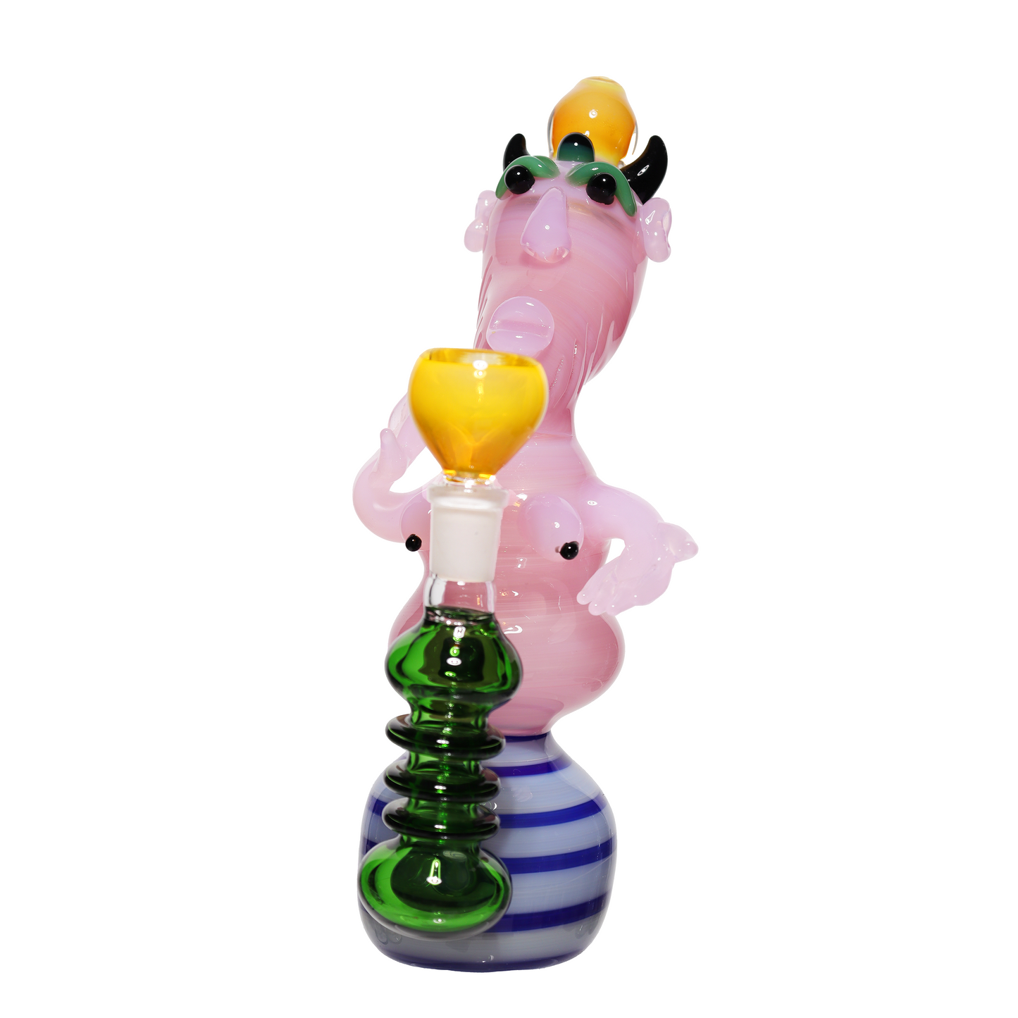 10 in - Monster Pink Tits Twister Glass Bubbler Fancy