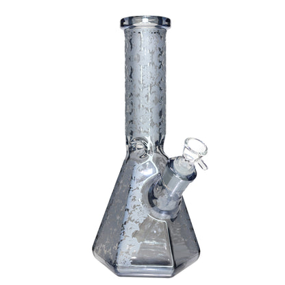 12 in - Frozen Beaker Metallic Shine Glass Bong