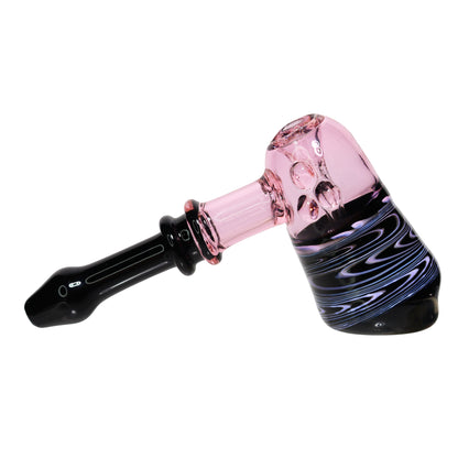 8 in - Pinky Hammer Swirl Glass Double Ring