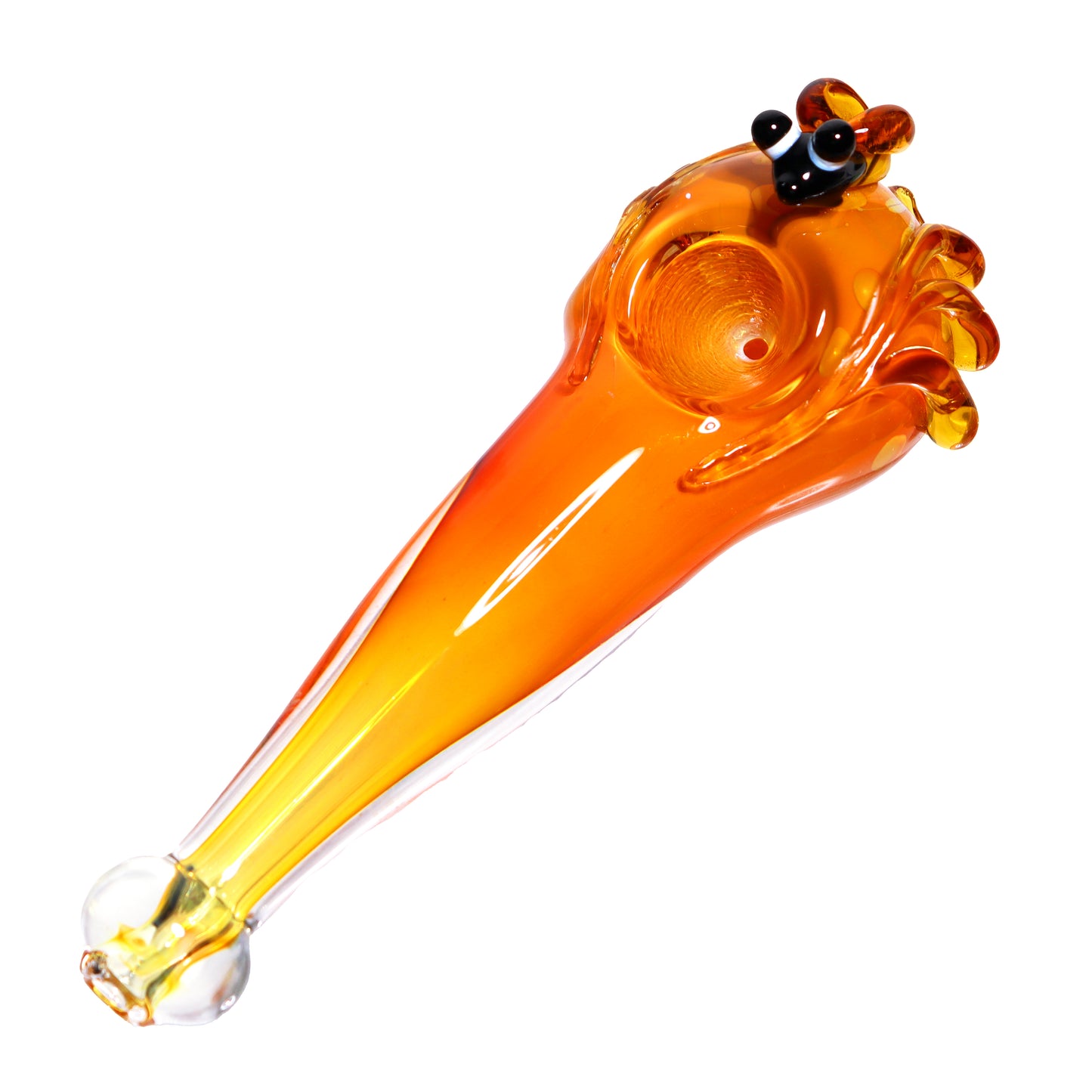 6 in - Orange Fancy Bees Hand Pipe Spoon