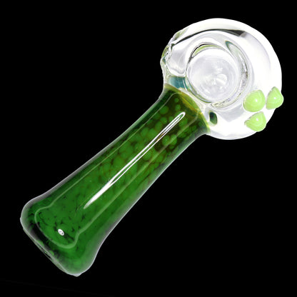 4 in - Green Body Clear Head Hand Pipe Spoon