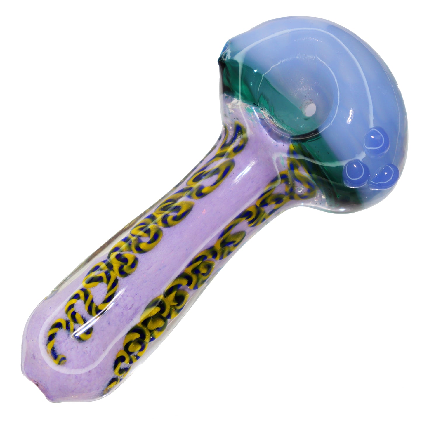 6 in - Heavy Honeycomb Glass Swirl Tails Hand Pipe Spoon