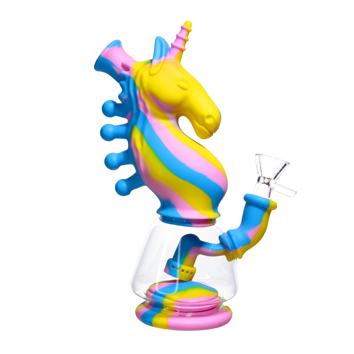 8 in - Unicorn Multicolor Fancy Glass Silicone Bong